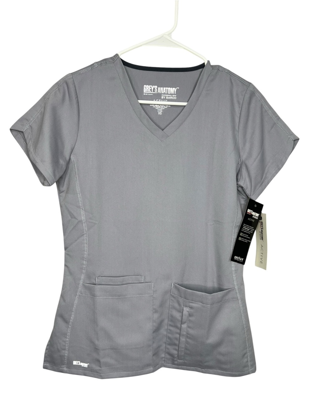 Gray’s Anatomy Scrub Top 4 Pocket S/S V-Neck in Moonstruck Sz XS NWT